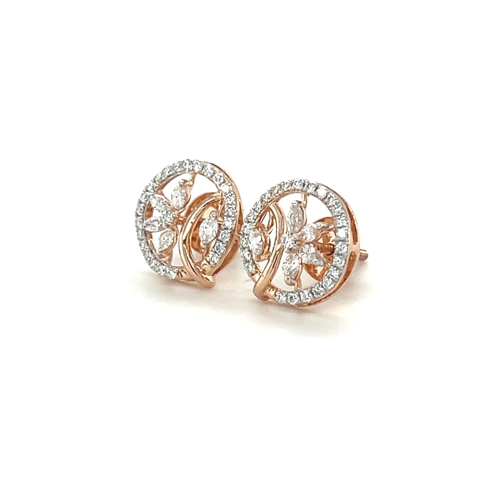 Enchanted diamond windmill stud earrings in 14k rose gold
