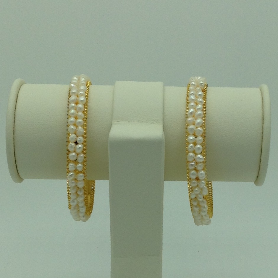 White seed pearls 2 layers ac bangles jbg0080