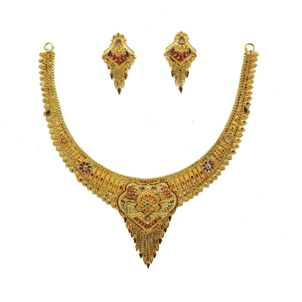 22k Gold Culcutti Necklace with Earrings