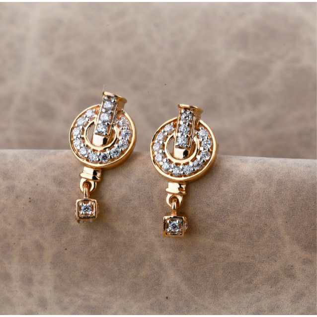 18 Carat Rose Gold Latest Ladies Earrings RH-LE686