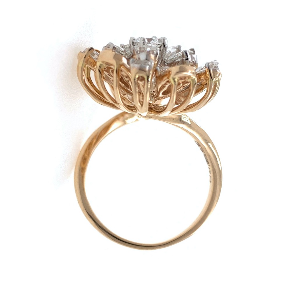 Dual Flower with Rosecut Diamonds Fancy Cocktail Party Ring in 18k Rose Gold - VVS EF - 2.32 carats - 7.530 grams - 0LR30