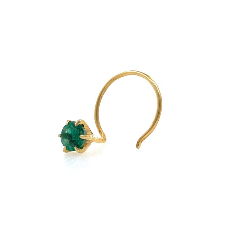 18kt / 750 Yellow Gold Classic Nose Pin In Emerald 8NP105