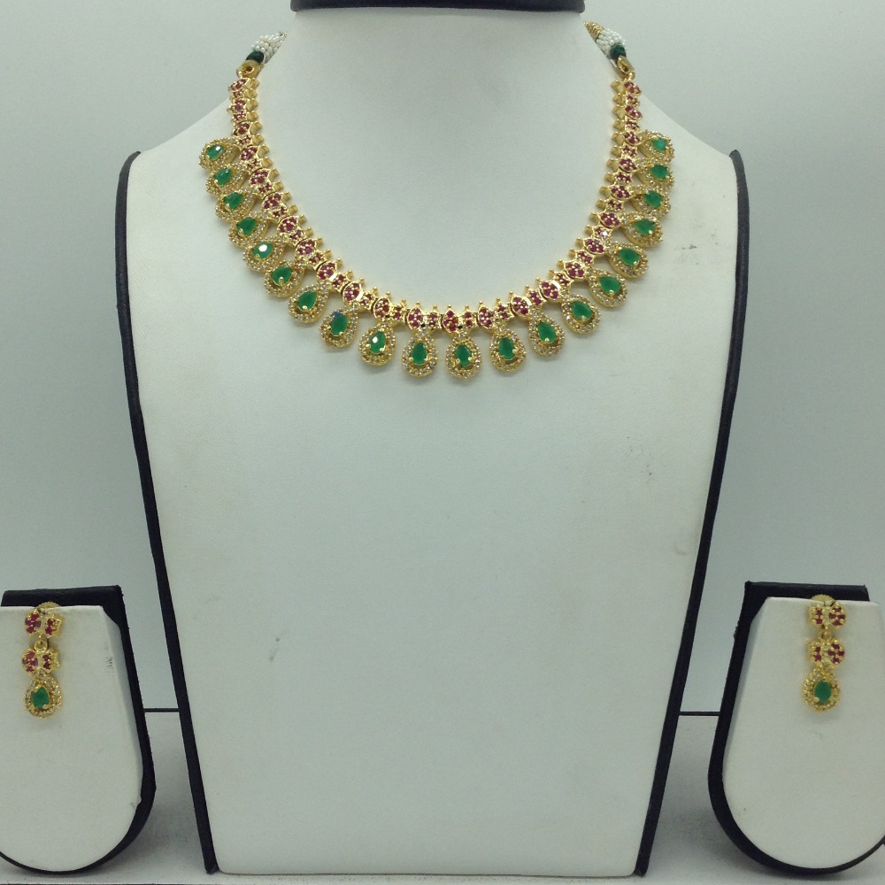 Multicolour cz stones necklace set jnc0173