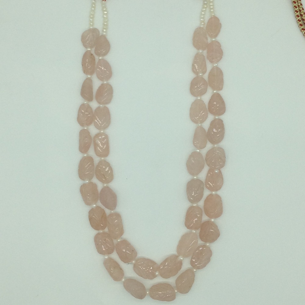 Natural Pink Morganite Carving 2 Line Necklace JSS0196