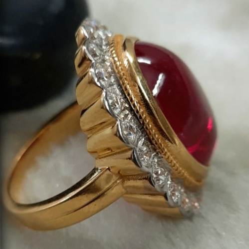 916 Gold Fancy Singal Stone Ring