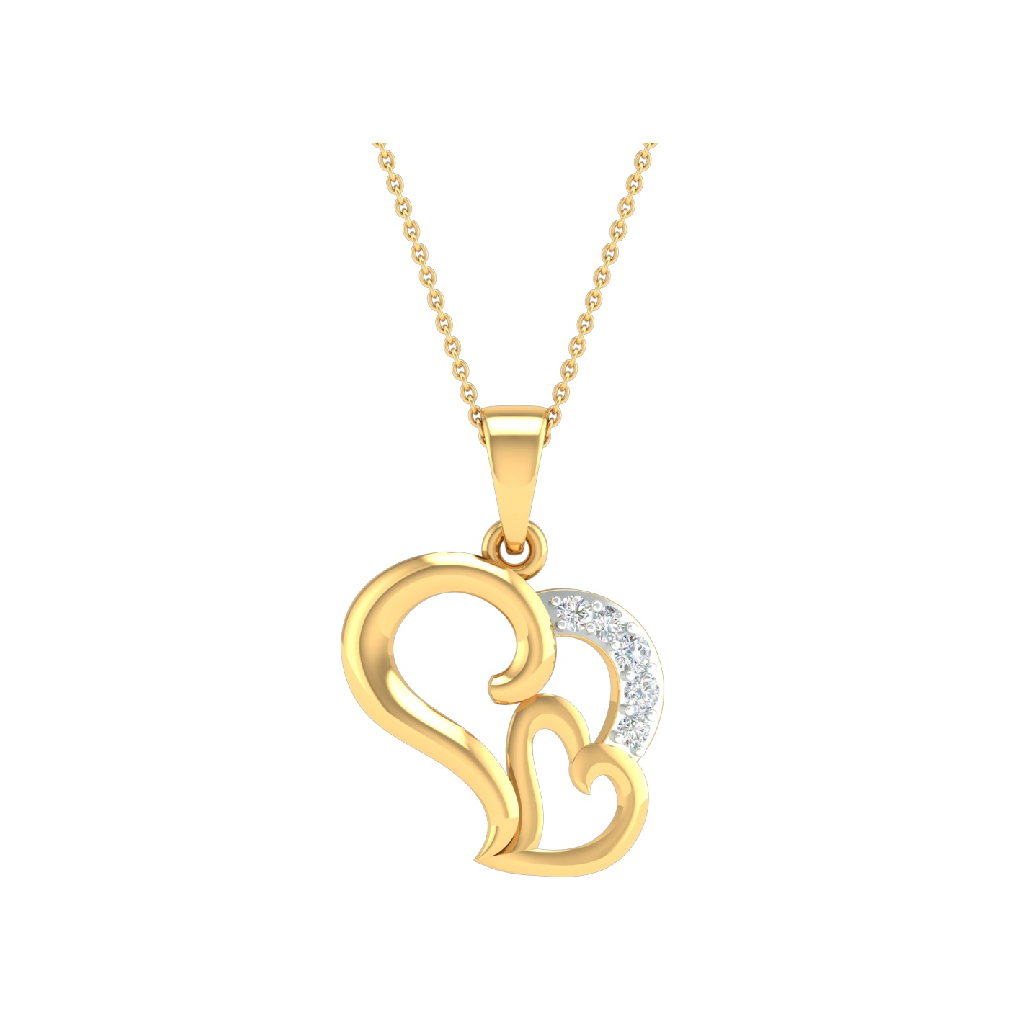 18K Yellow Gold Real Diamond Heart Shape Modern Pendant MGA - SRG0394