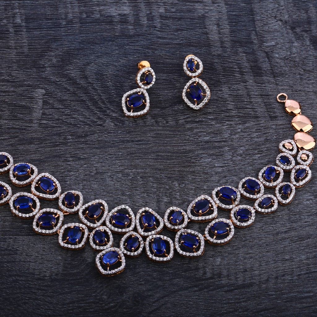 750 Rose Gold Color Gemstone Necklace Set RN121