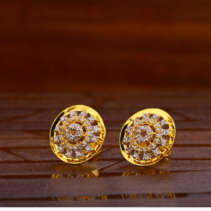 916 Gold CZ Hallmark Fancy Ladies Tops Earrings LTE264
