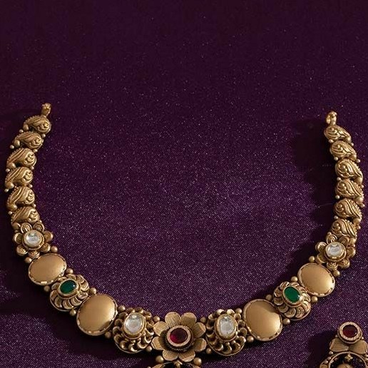 22KT/ 916 Gold antique wedding bridle necklace set for ladies