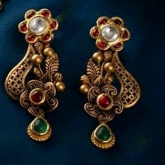 22KT / 916 Gold antique wedding half necklace set for ladies