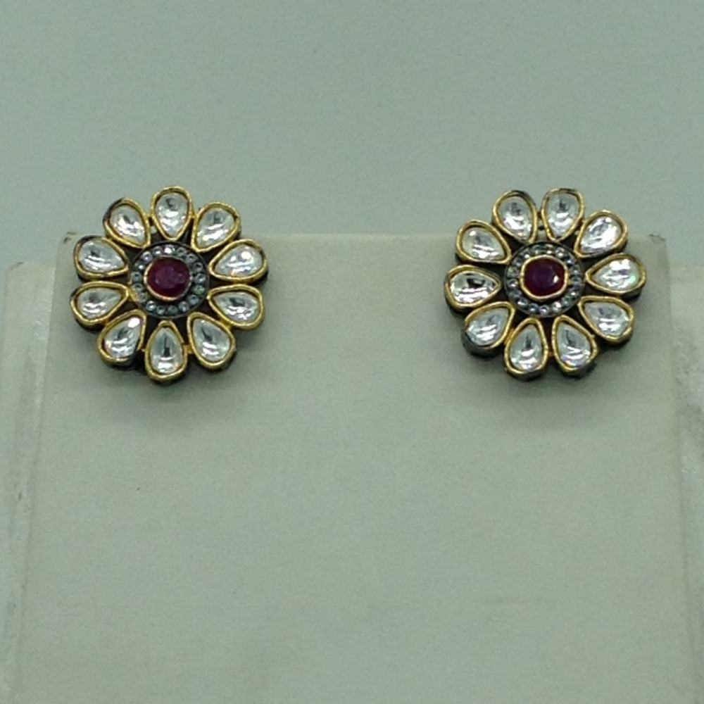 White cz and kundan broach set with button jali pearls mala jps0580
