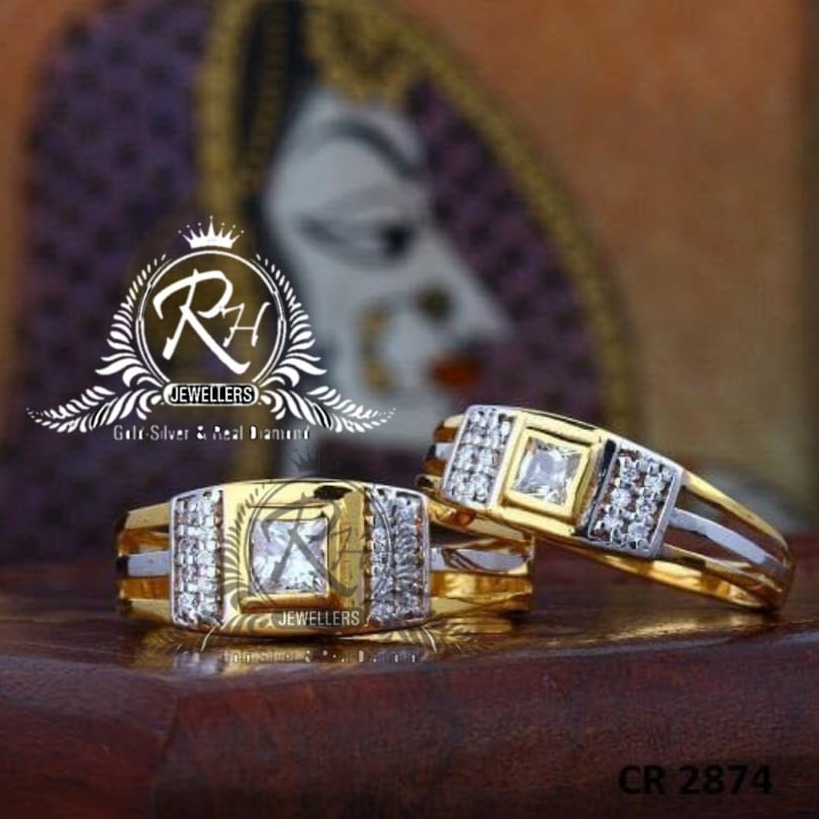 22 carat gold single dimond couple rings RH-CR814