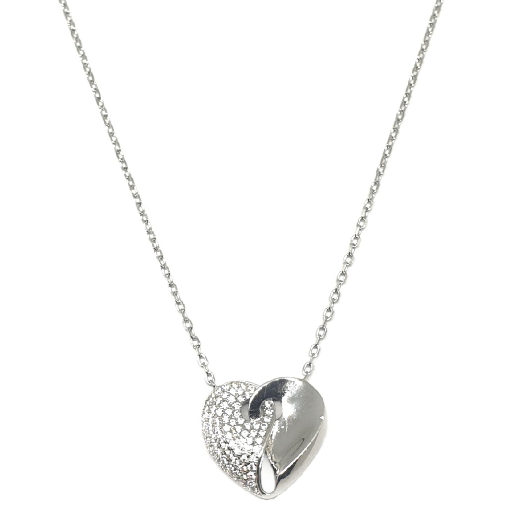 925 Sterling Silver Heart Shape Necklace MGA - NKS0040