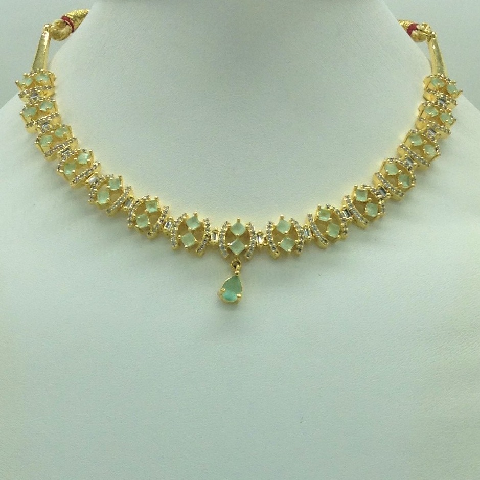 White and Pale Green CZ Necklace Set JNC0212