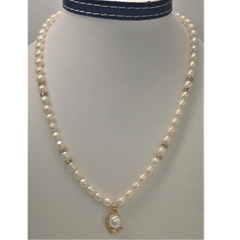 White cz and pearls pendent set with oval pearls mala jps0150