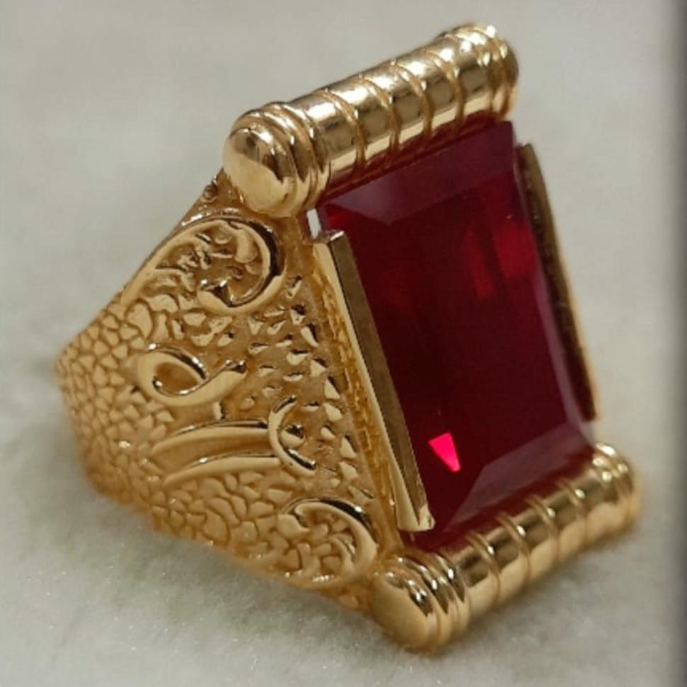 Buy quality 916 Gold Fancy Gent's Red Stone Ring in Ahmedabad