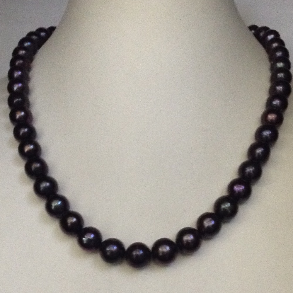 Freshwater black round pearls mala JPM0131