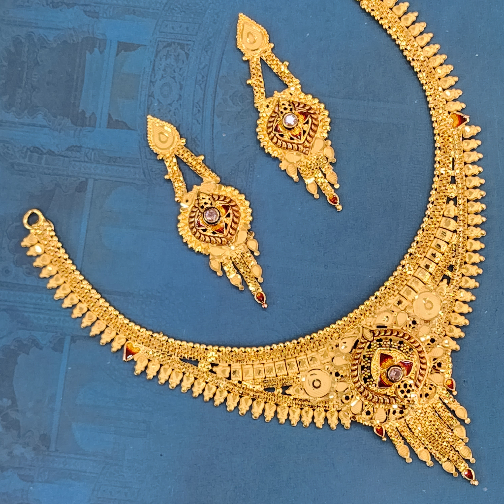 1.gram gold forming Heavy Weight fashion jewellery necklace set