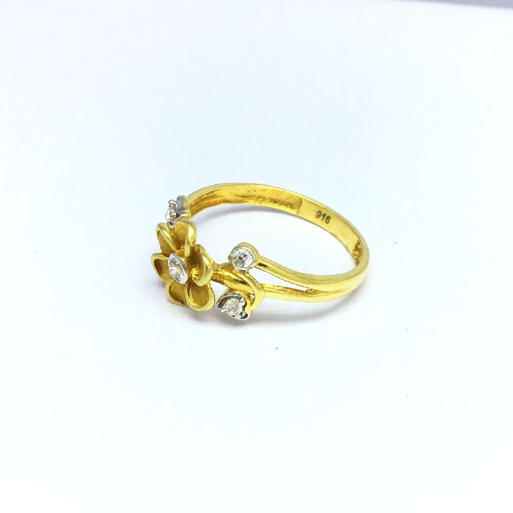 fancy flower gold ladies ring