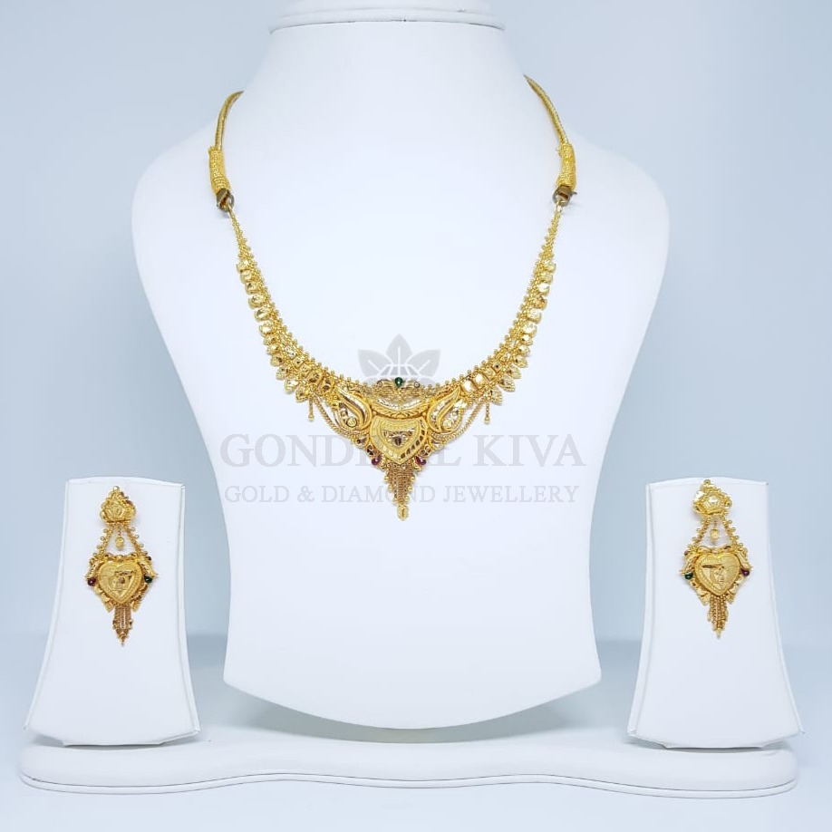 20kt gold necklace set gnl130 - gbl59