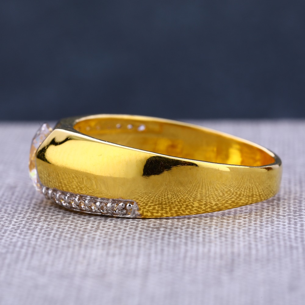 916 Gold Gentlemen's Hallmark Stylish Single Stone Ring MSR96