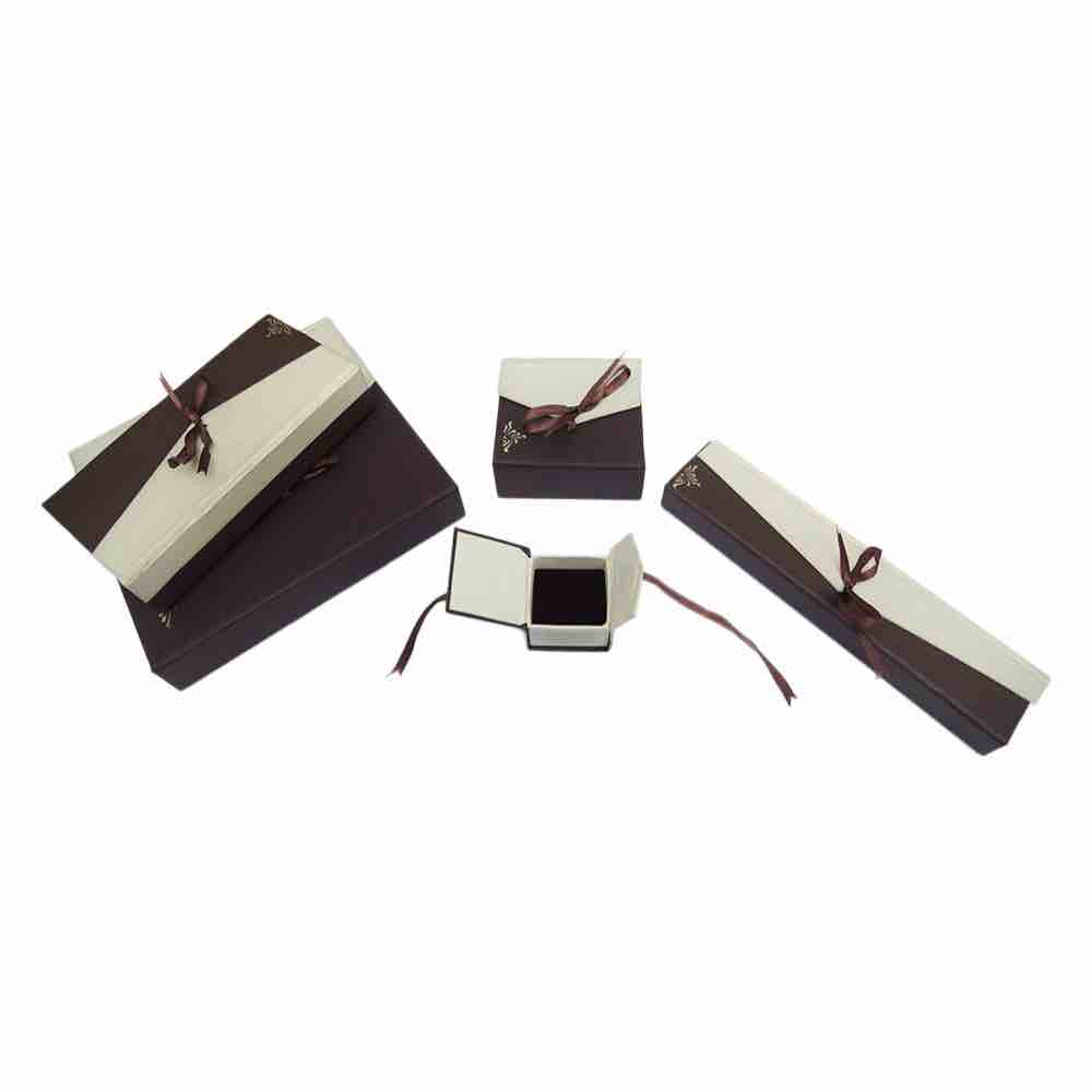 Brown cream ribbon jewellery box