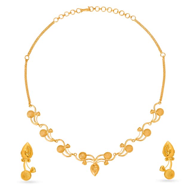 916 Yellow Gold Stacking Design Necklace Set