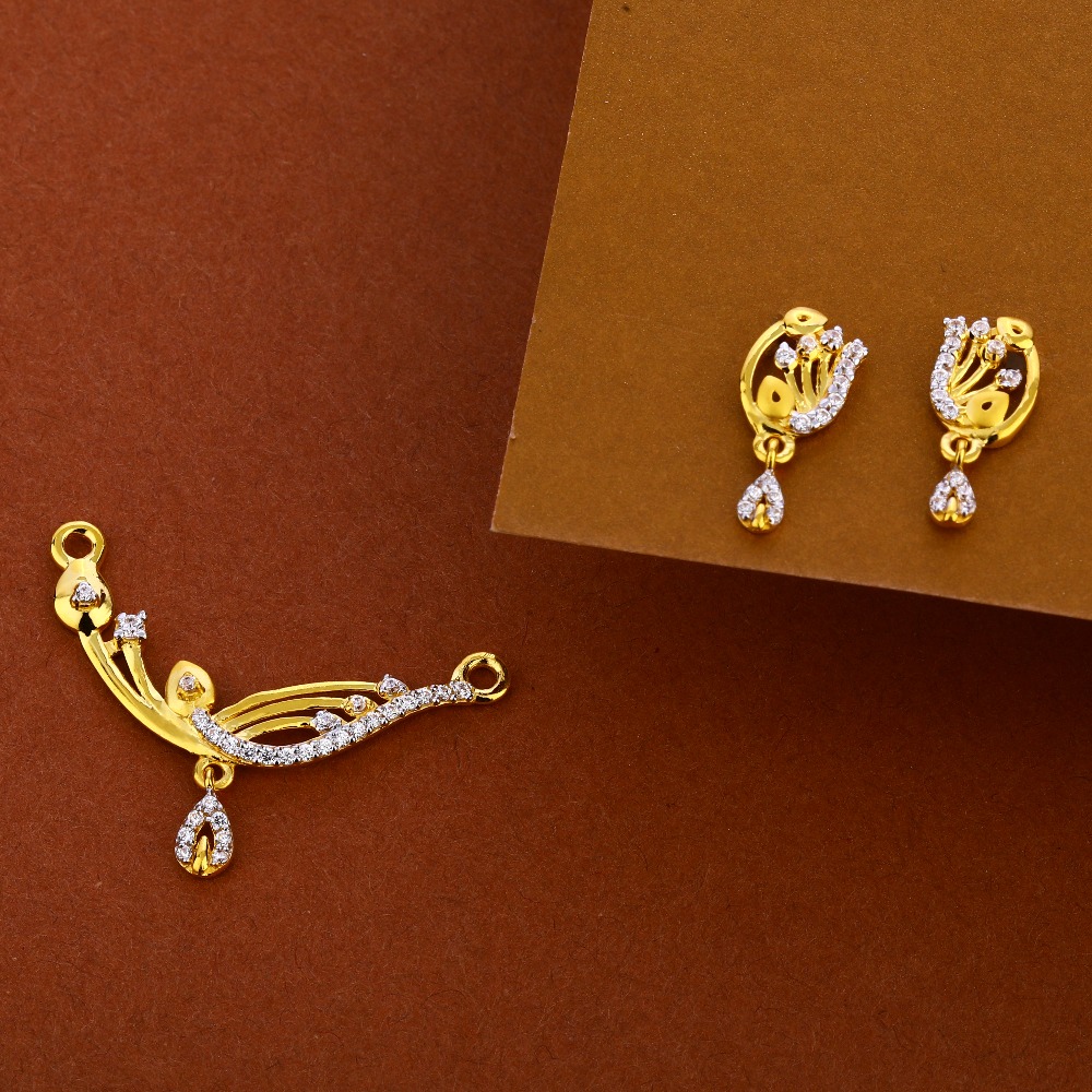 22CT Gold Ladies CZ Fancy Mangalsutra Pendant Set MP362