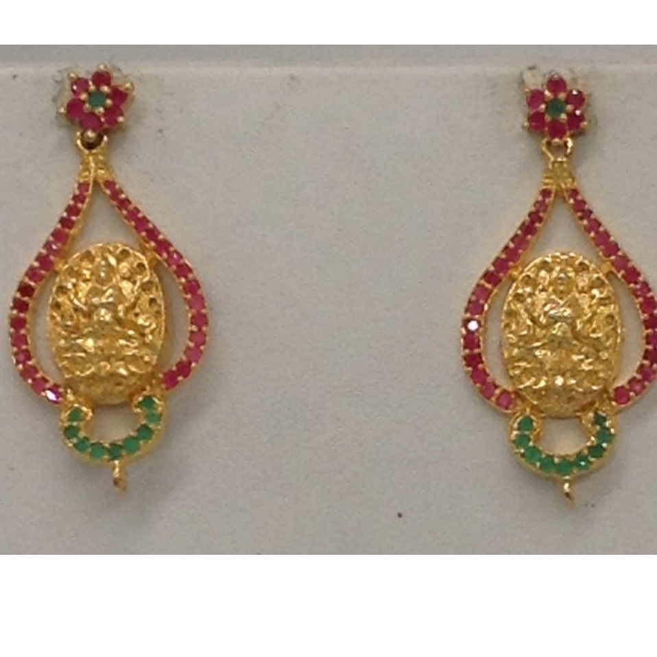 Red and green stones laxmi necklace set jnc0040