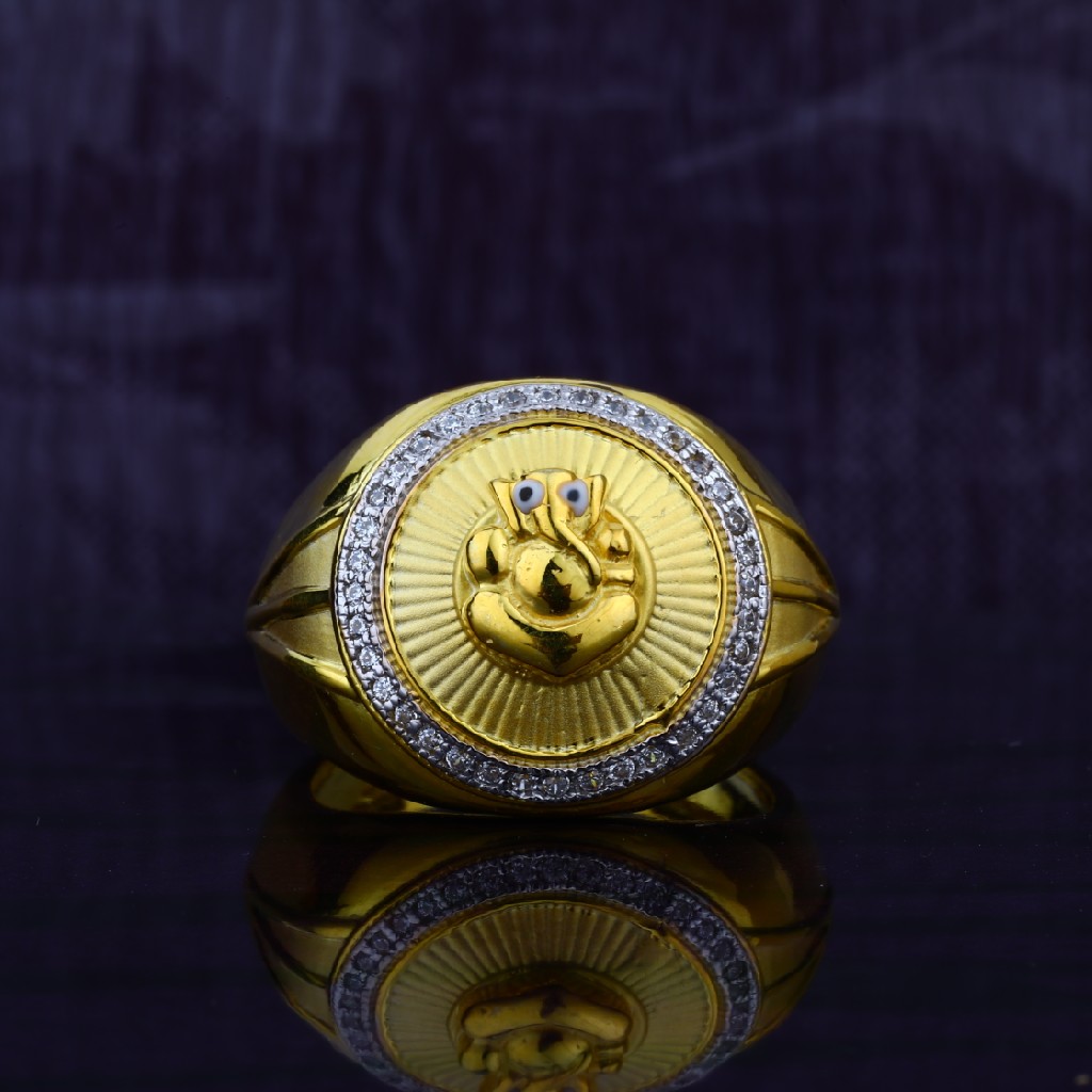Ganpati Bappa Gold Mens 916 Ring-MGR27
