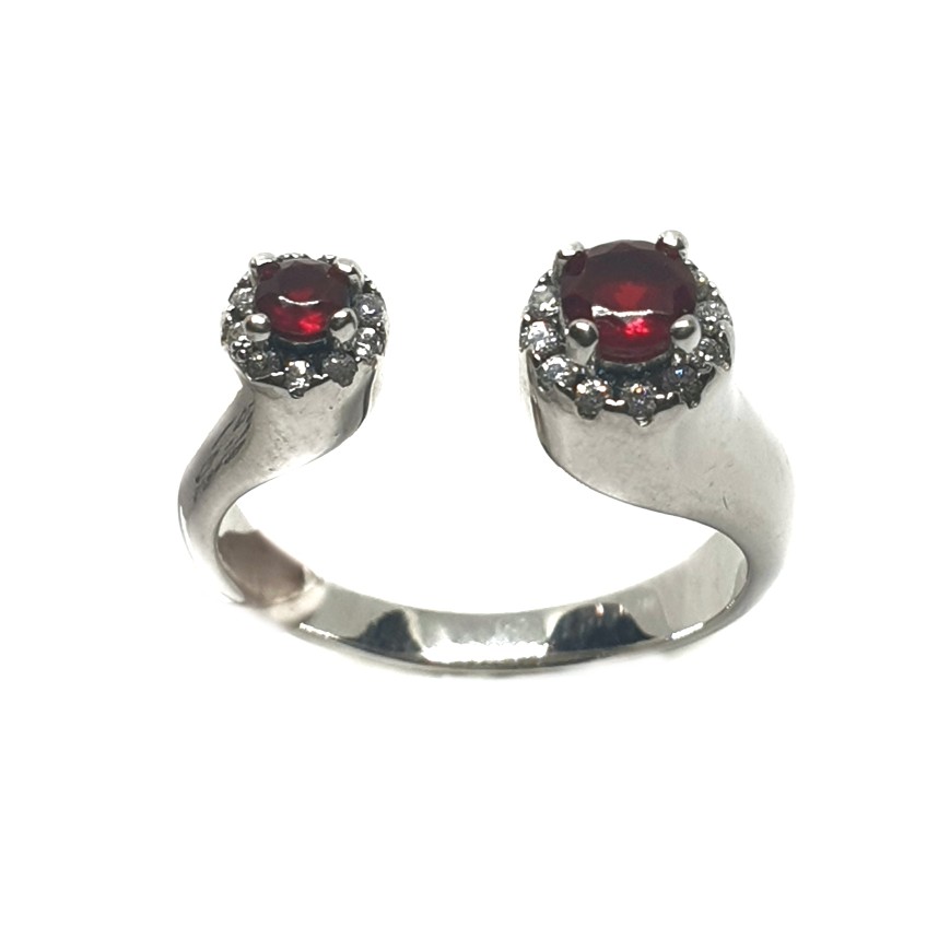 925 Sterling Silver Red Stone Ring MGA - LRS0054