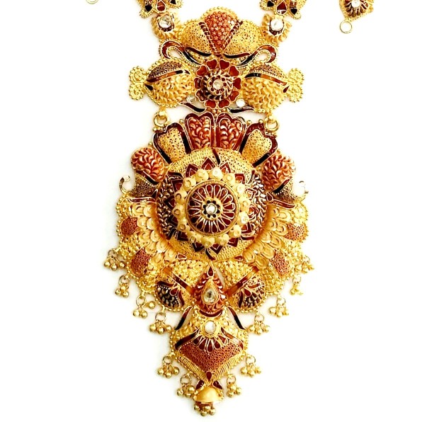 22k gold kalkutti long necklace set mga - gn0050