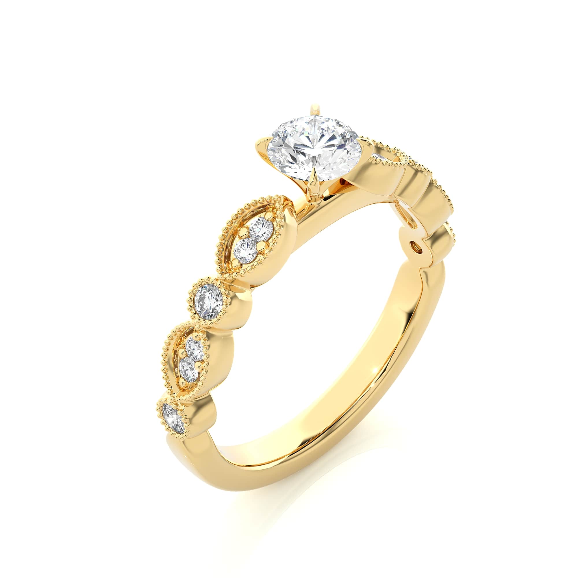 Uniquely Design Solitaire Ring YG