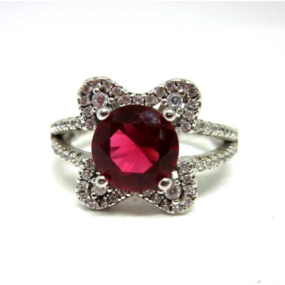 Mens Plain Real 925 Sterling Silver Ruby Red Stone Ring Size 7 8 9 10 11 12  13