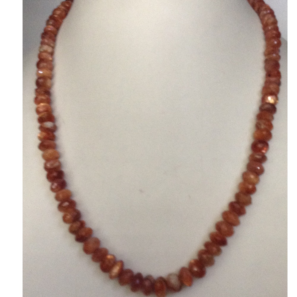 Natural sandstone round faceted beed mala JSS0017
