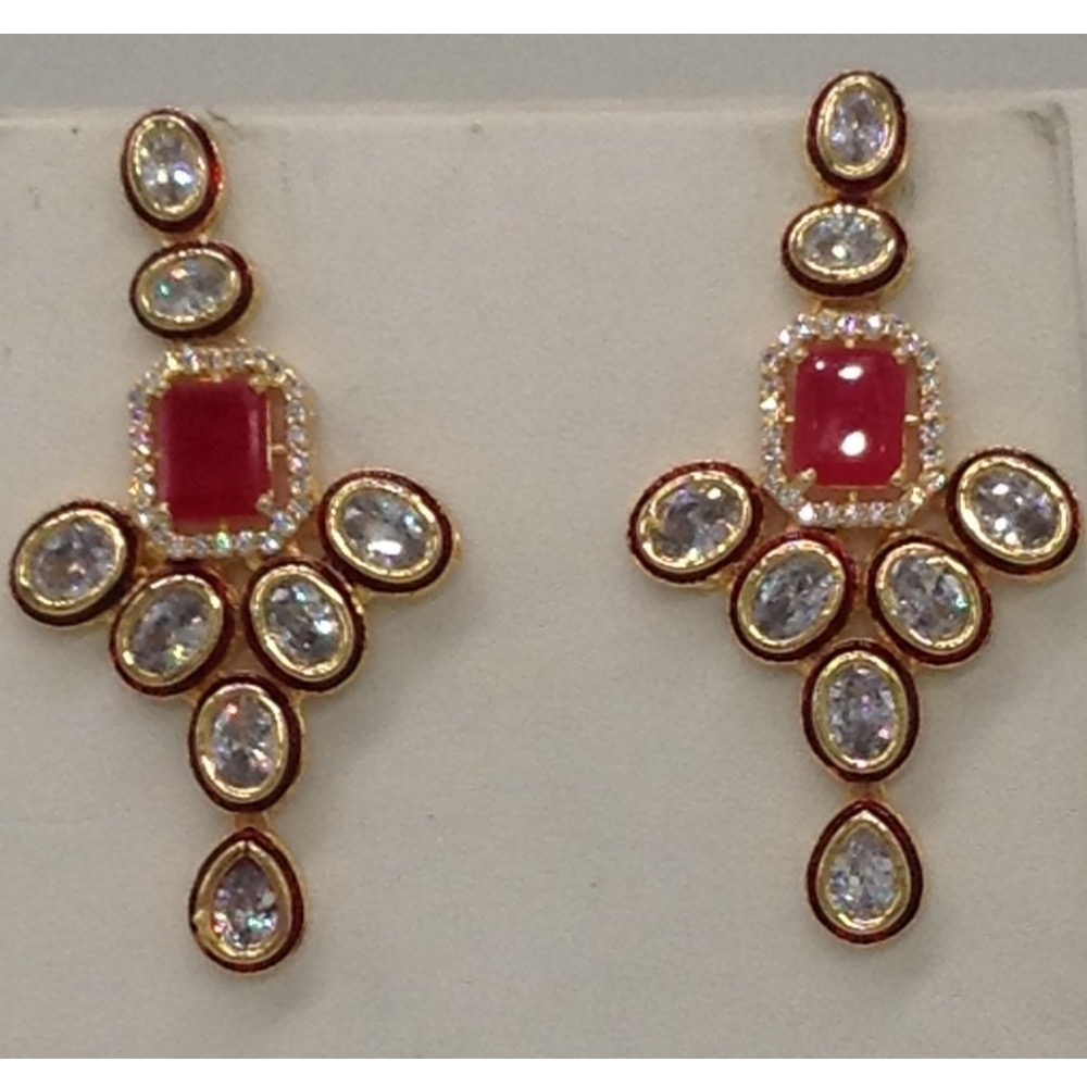 White cz  and red stones choker set jnc0029