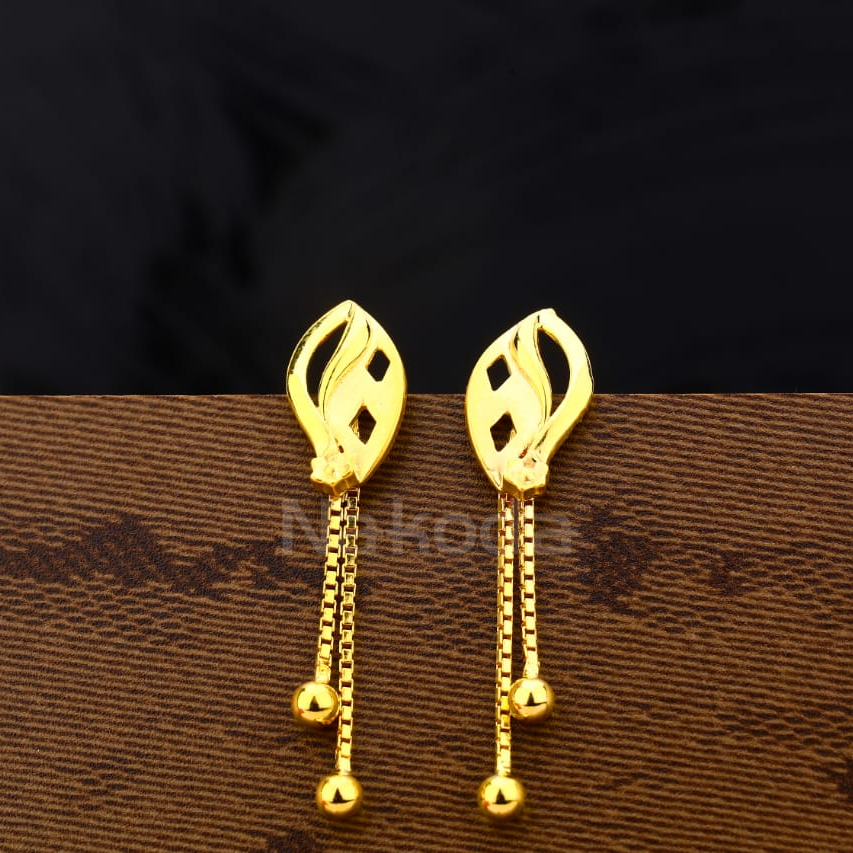 916 Gold Hallmark Ladies Plain Earrings LPE354