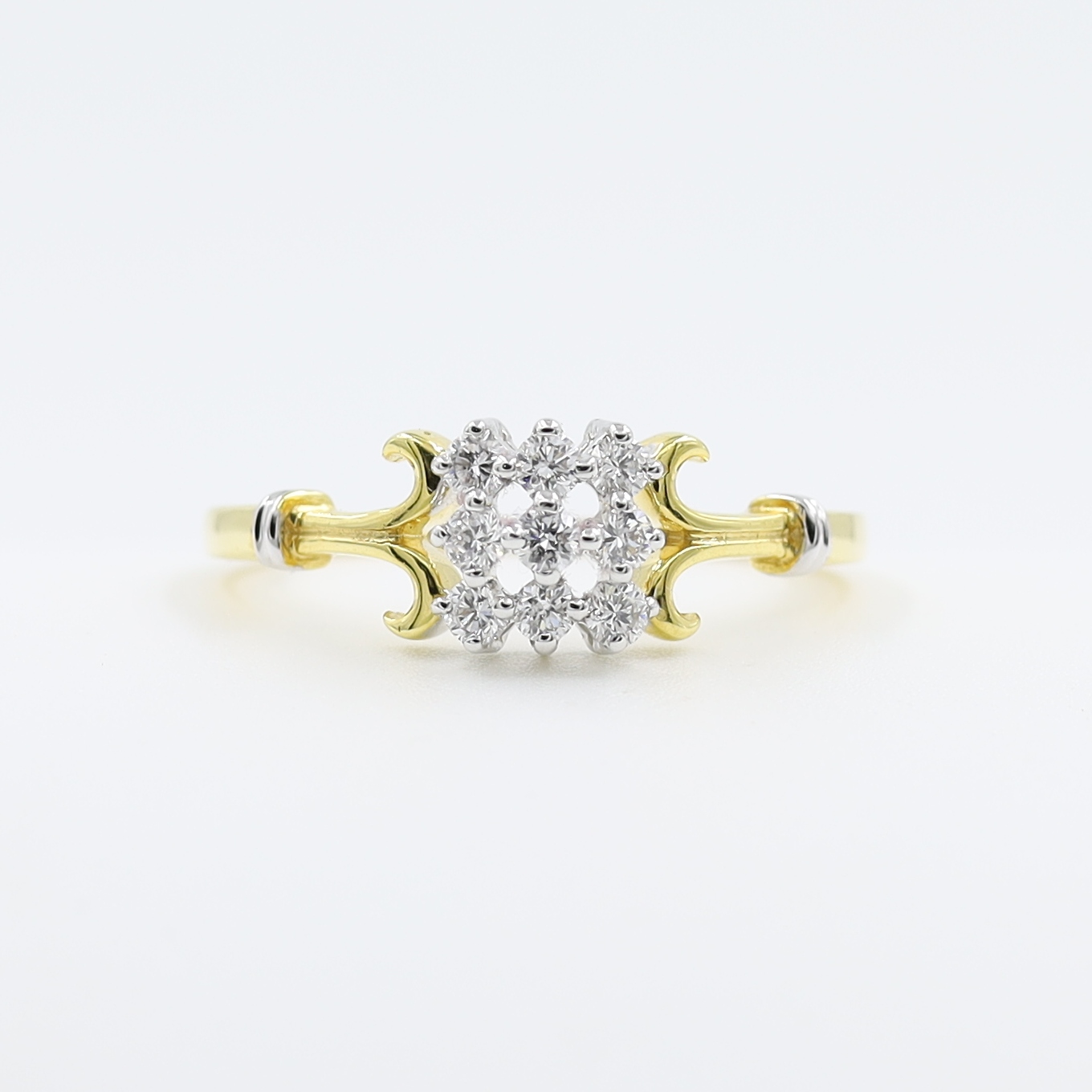 14kt Yellow Gold Delicate Natural Diamond Ring with some Rodiam Work