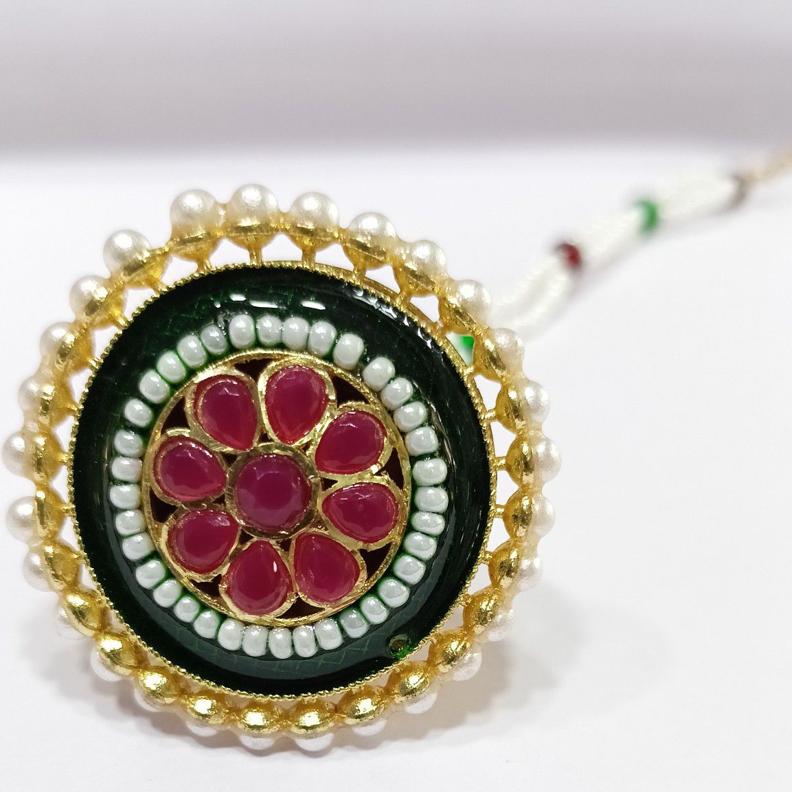 One gram gold diamond with Kundan Work moti bor