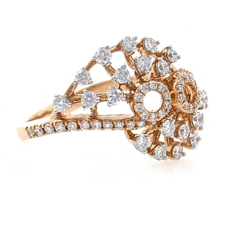 18kt / 750 rose gold fancy work wear diamond ladies ring 9lr14