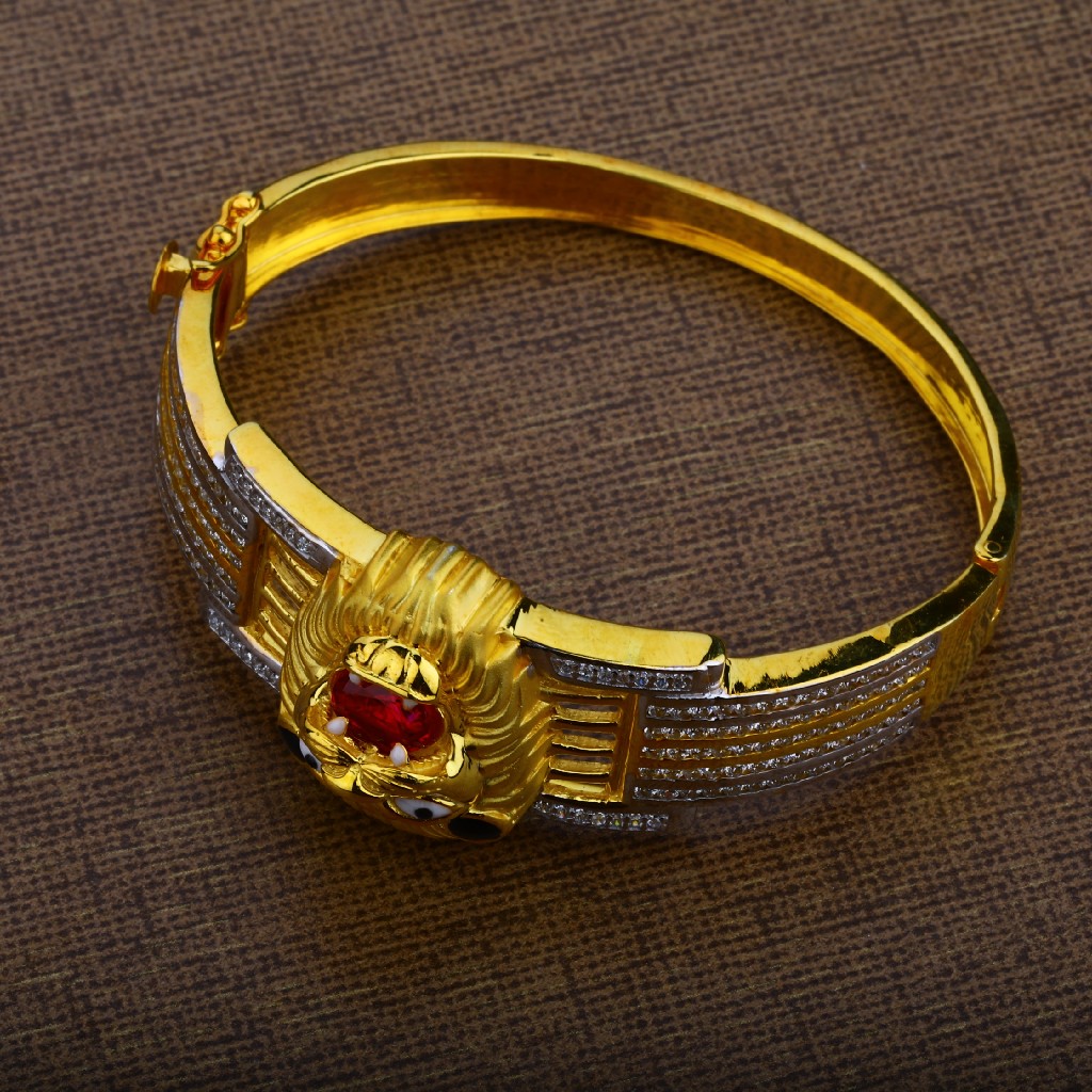 Mens Gold Lion Kada Bracelet-MKB06
