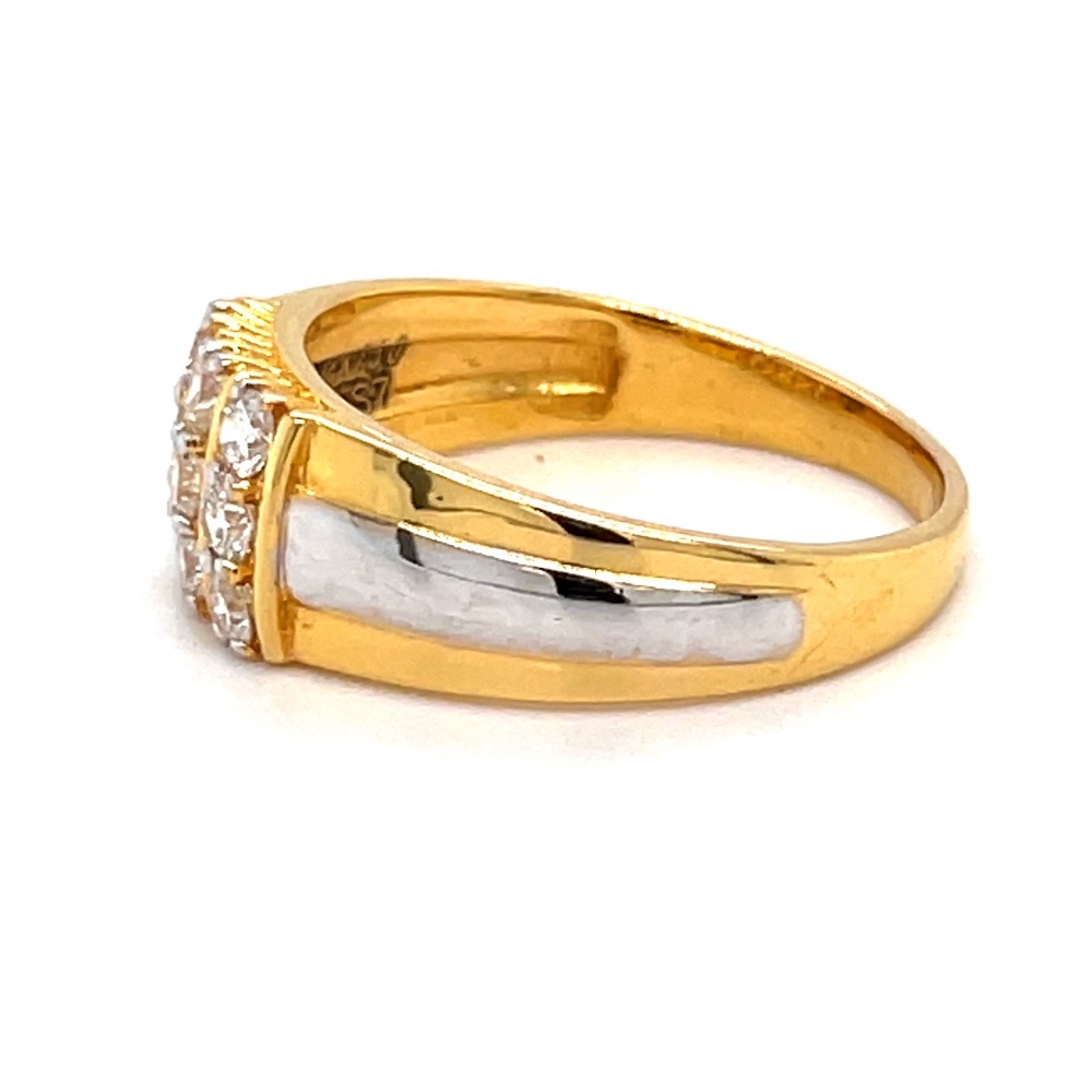 Mens Diamond Ring in Yellow gold with 3 Lines