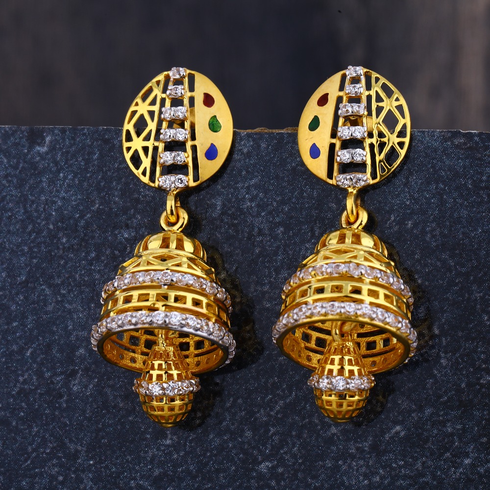 916 Gold CZ Women's Hallmark  Jhummar Earring  LJE290