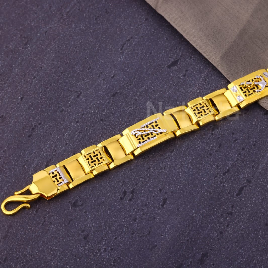 916 Gold CZ Mens Fancy Plain Bracelet MPB306