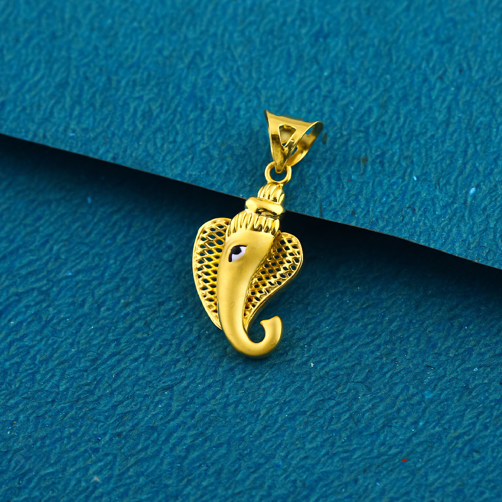 18K Gold Ganesh Face Design Premium Gold Pendant