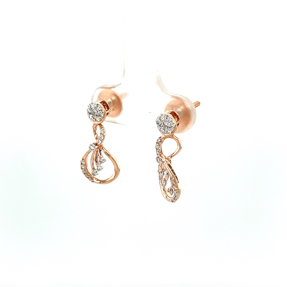 Micro Clustered Diamond Hanging Earrings in 14K Gold
