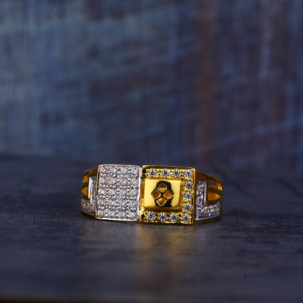 Mens Gold 22K Cz Ring-MR421