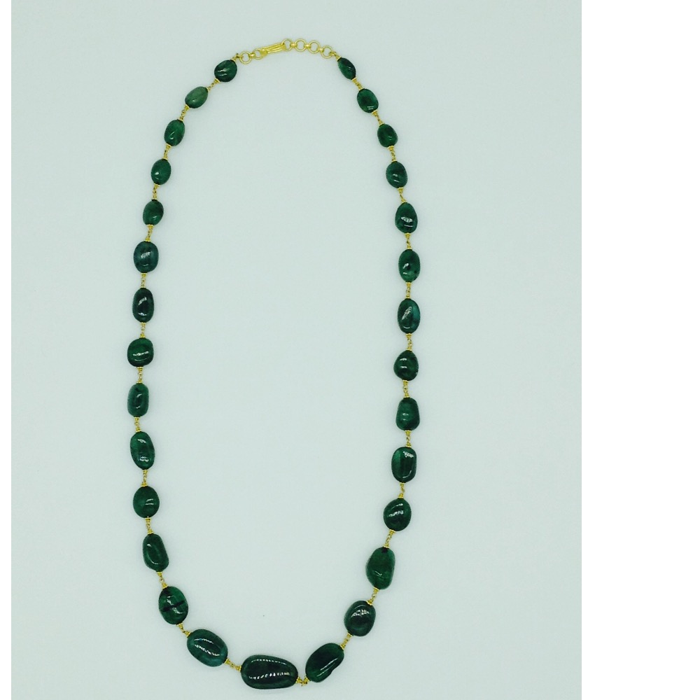 Green emerald oval tumbles gold taar necklace jgt0007