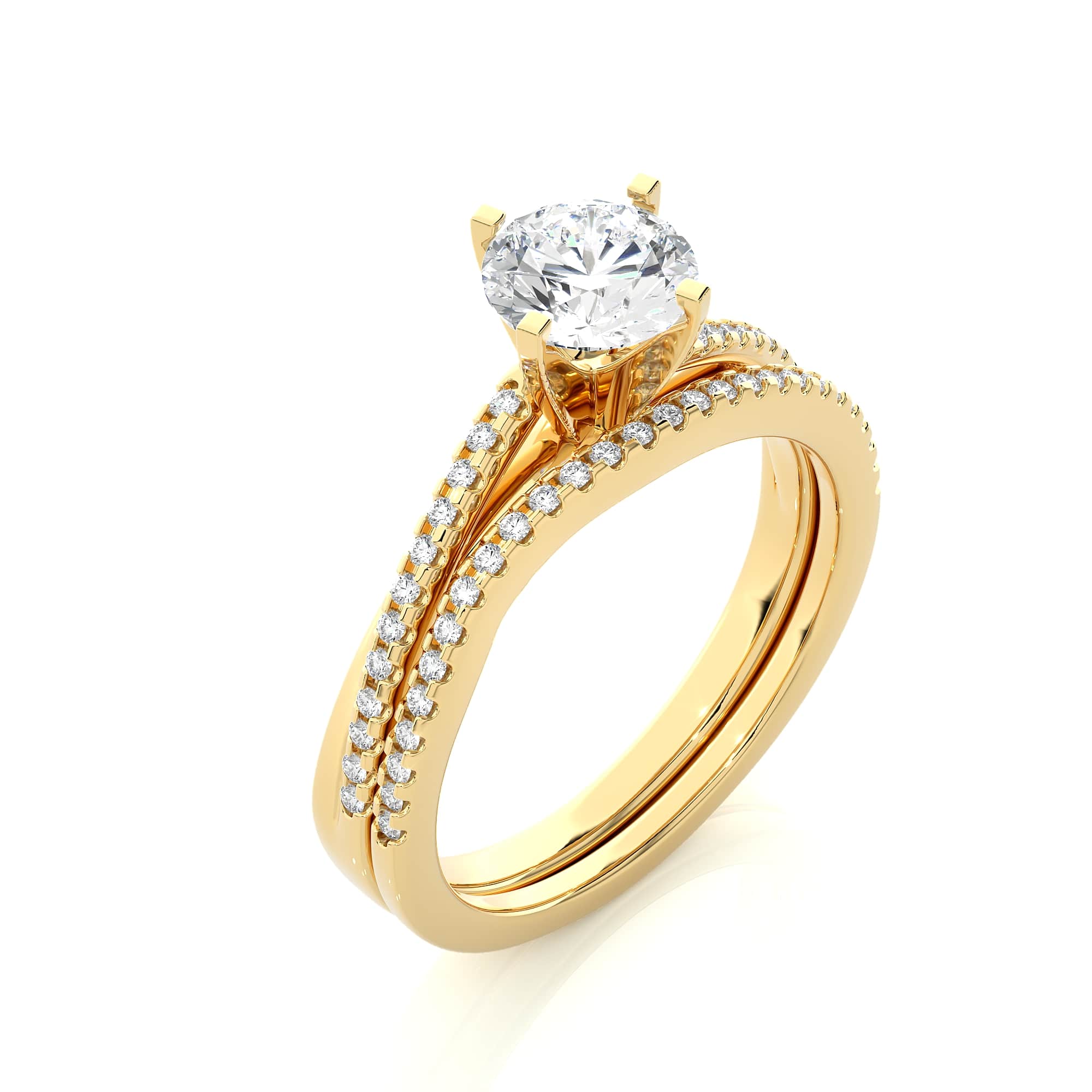 Double layer Solitaire Ring YG