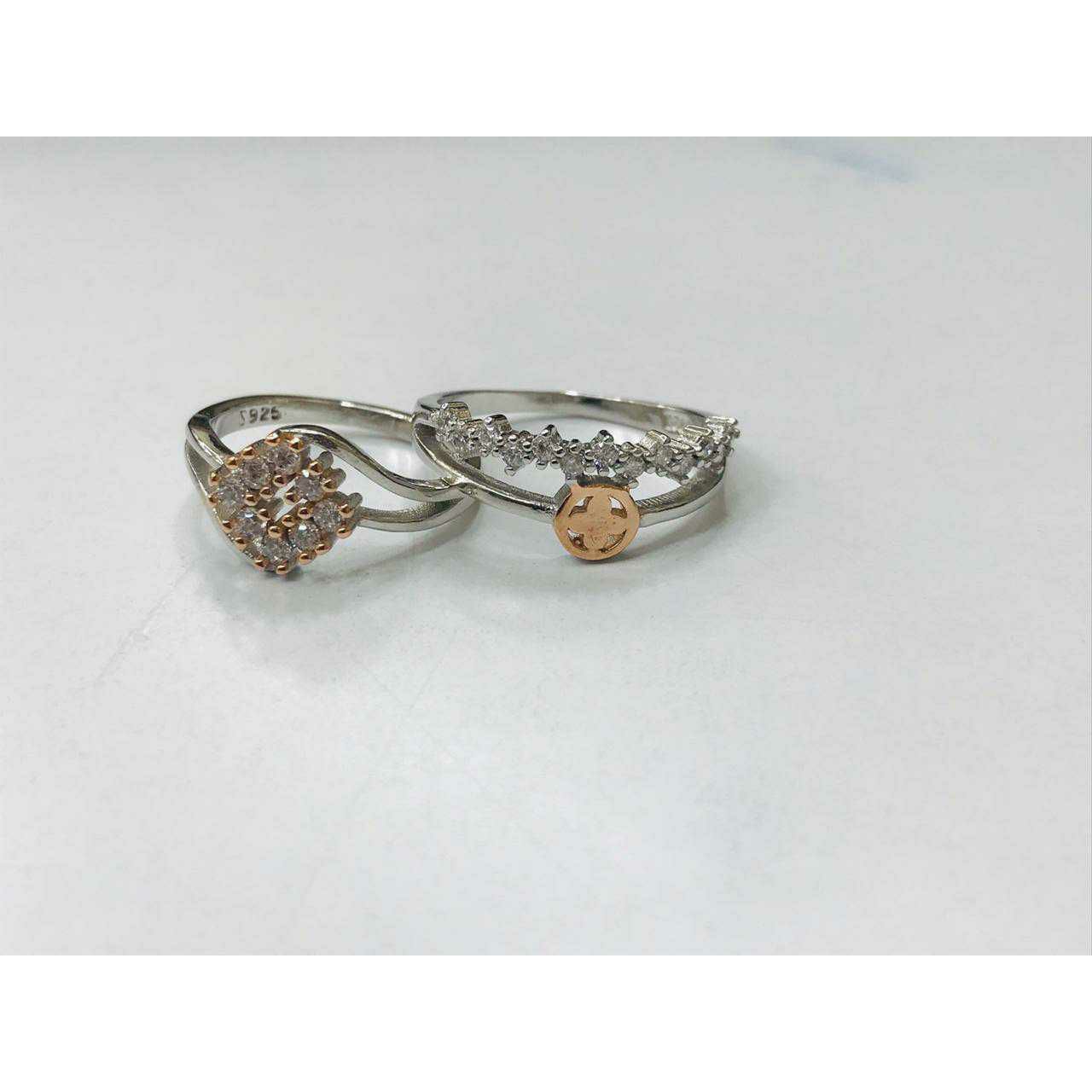 92.5 Sterling Silver 2(Two) Tone Ring Ms-3647